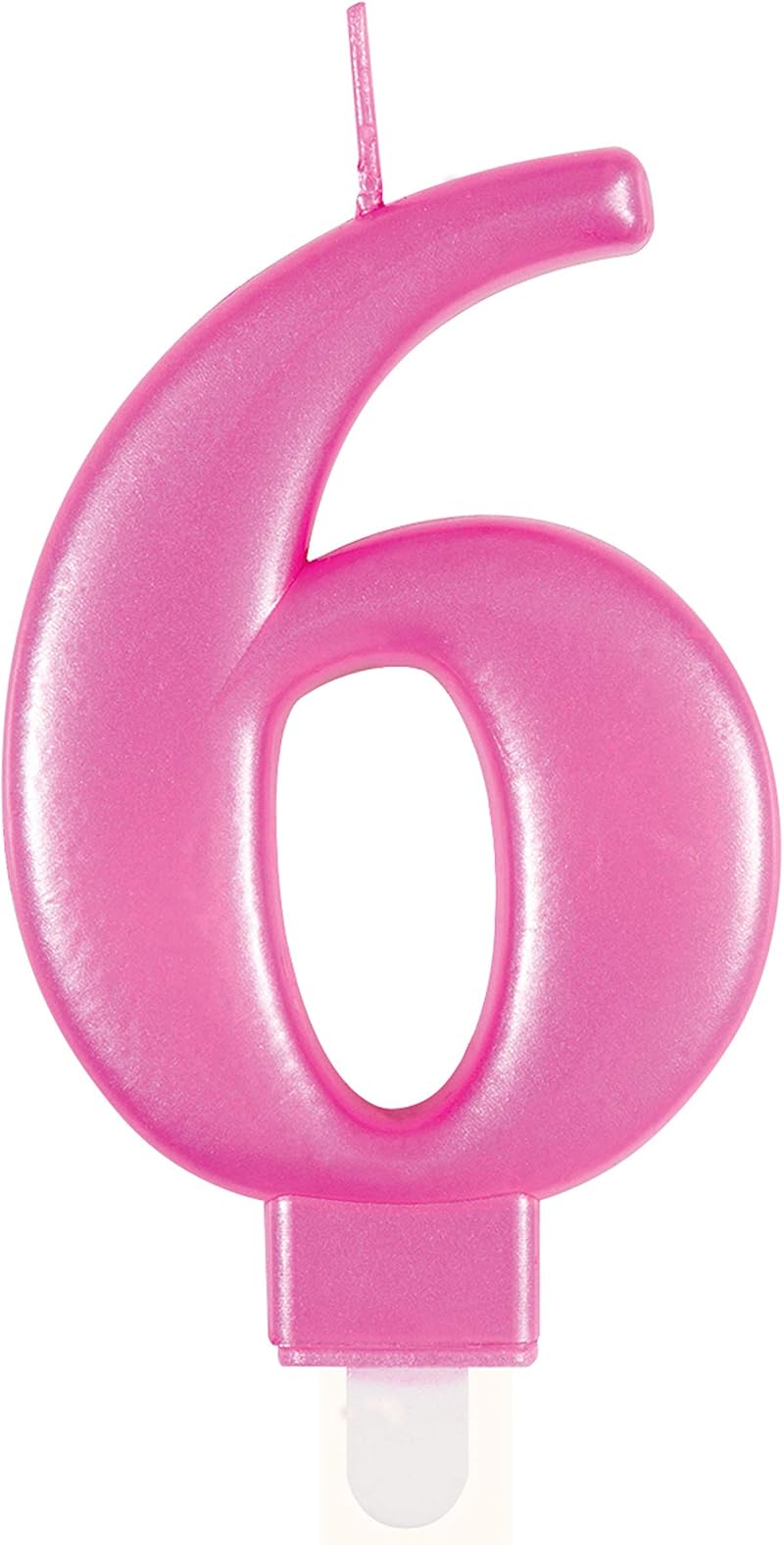 Unique Dazzling Metallic Pink Number 6 Birthday Candle - 1 Pc