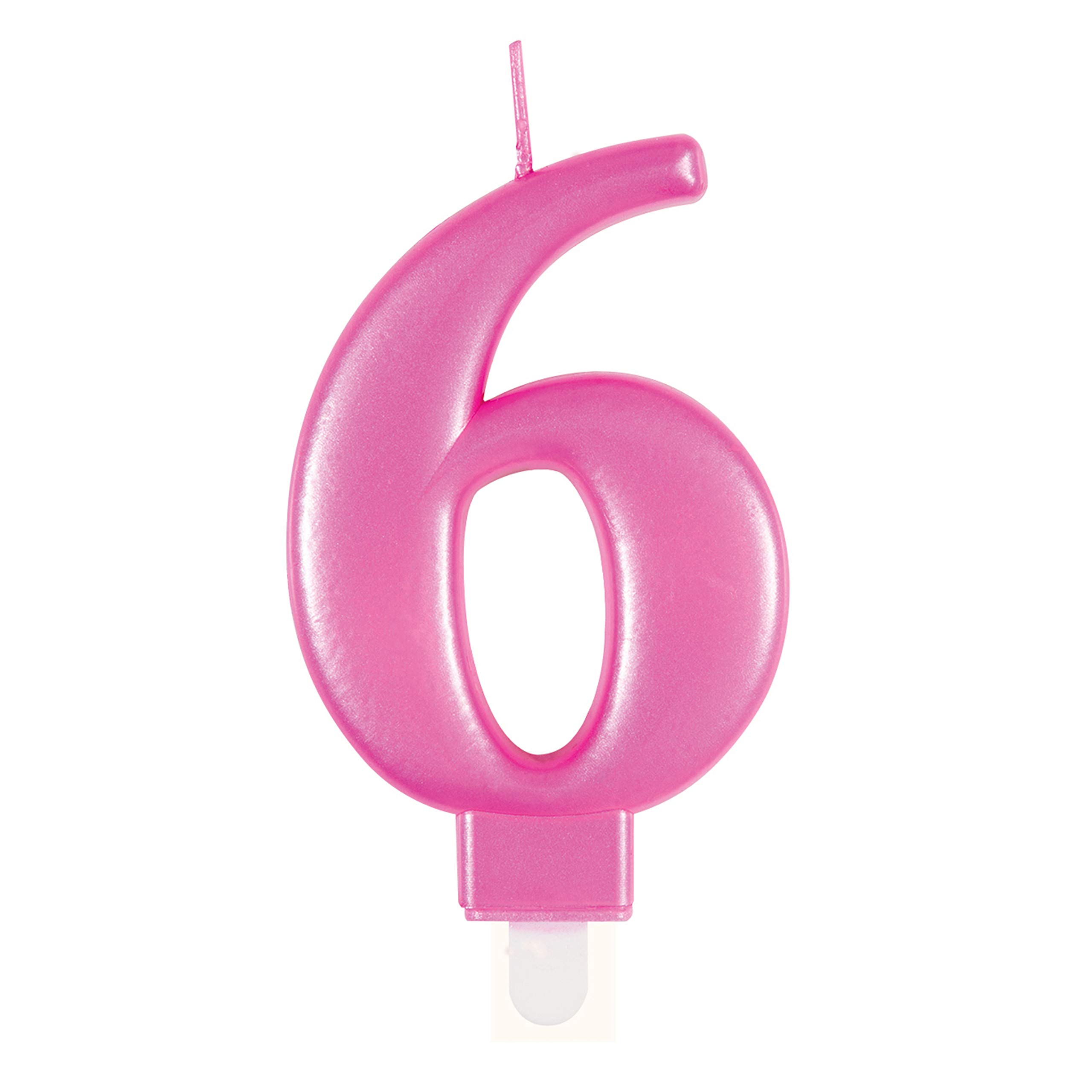 Dazzling Metallic Pink Number 6 Birthday Candle - Perfect Cake Topper for Unforgettable Milestones - 1 Pc