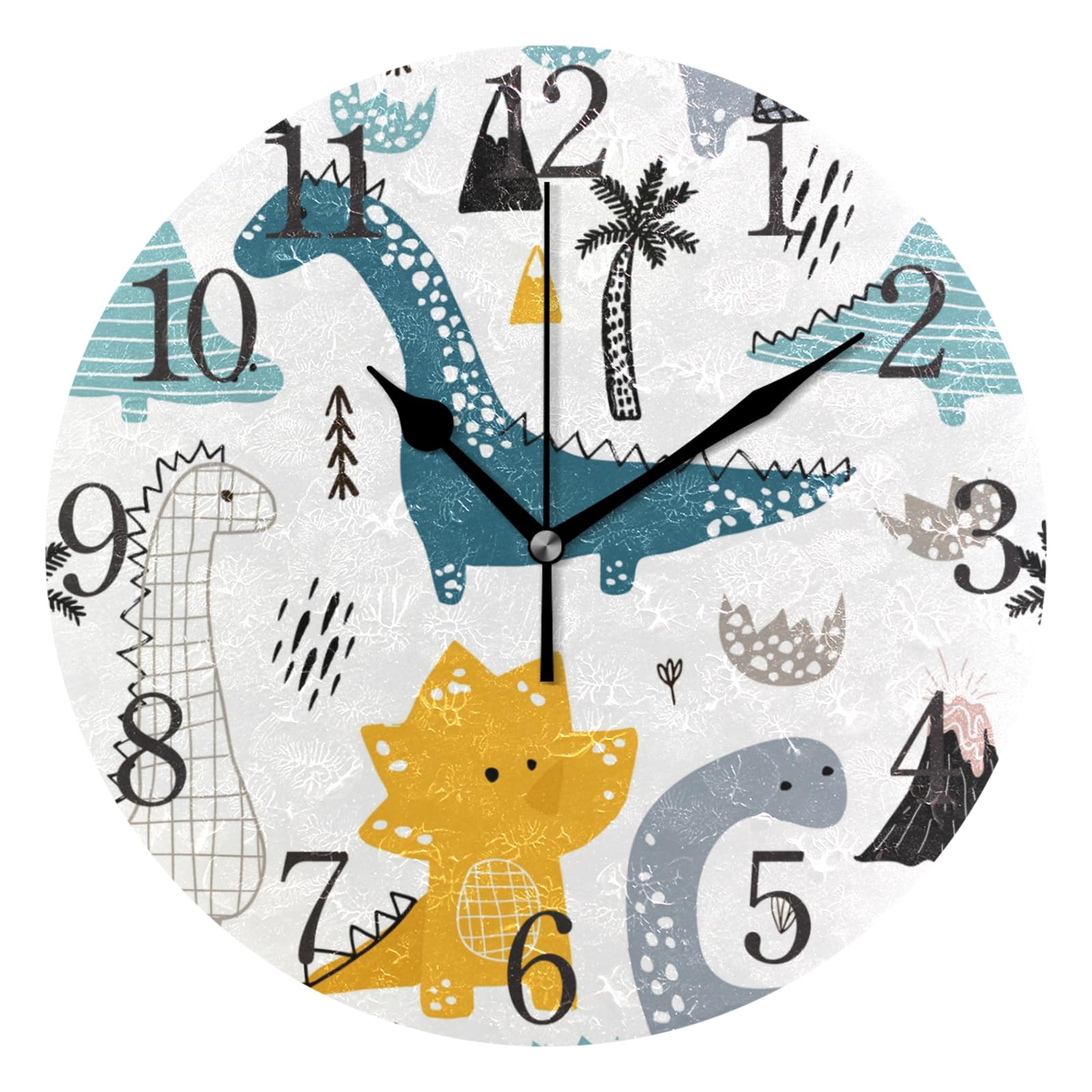 ISAOA Wall Clock Silent Non Ticking Dino Scandinavian Style Decorative Wall Clocks Children Bedroom Nursery Living Room Gifts Easy to Read Clocks,25 CM