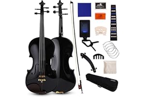 DDFFEJRE Violin 4/4 Full Size, Beginner Violin For Kids,Students,Adults,Fiddle Set with Hard Case,Bow,Rosin,Shoulder Rest,Tuner,Extra Strings,Bridge,Fingerboard Stickers