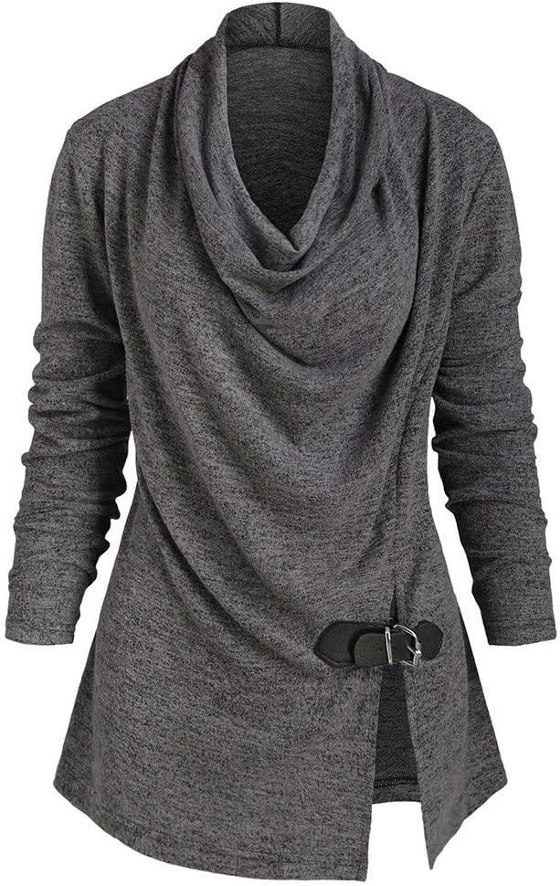 Watonic Women's Plus Size Shirts Solid Turtleneck Blouse Long Sleeve Pullover Tops