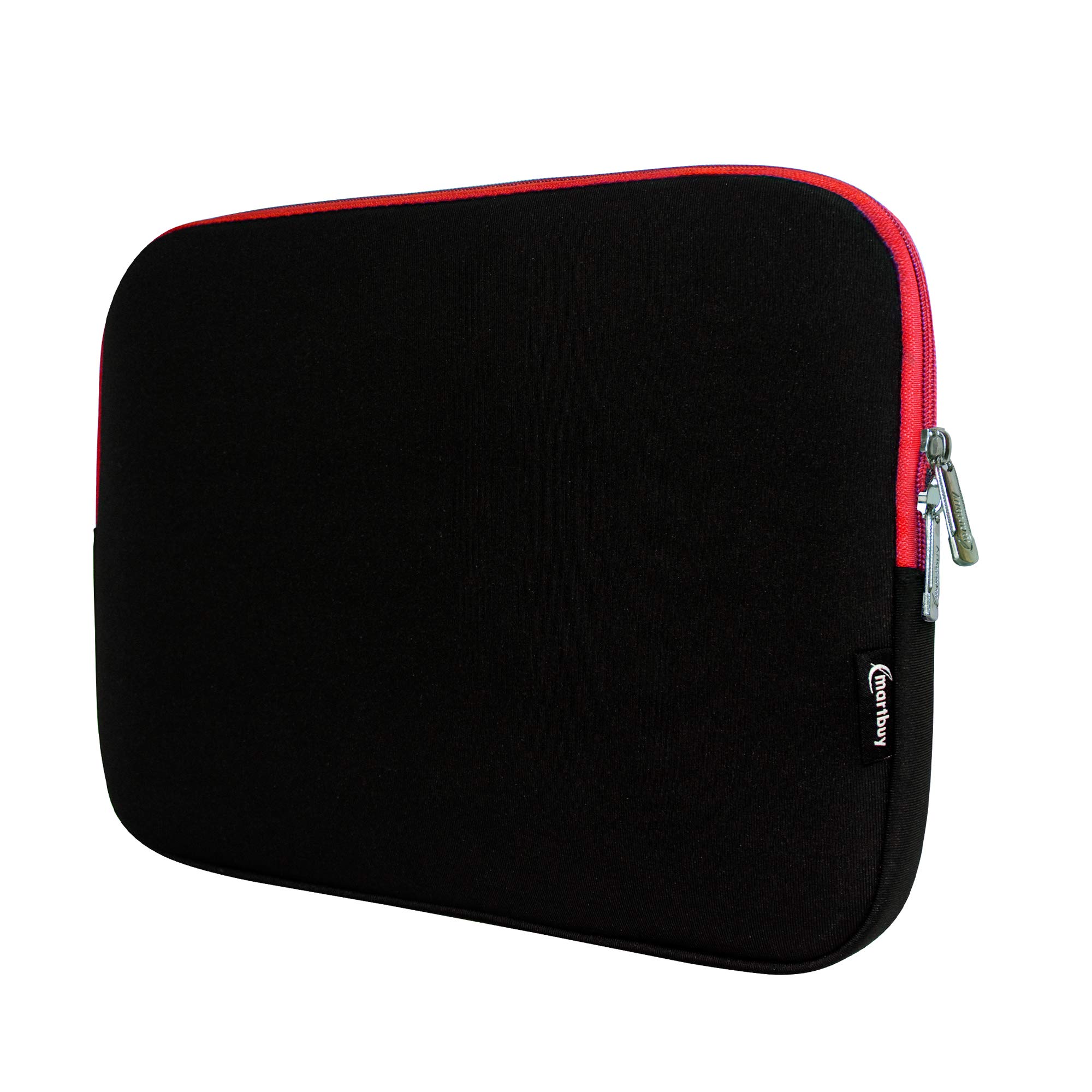 Emartbuy Midnight Black/Red Water Resistant Neoprene Soft Zip Case Cover Sleeve With Red Interior and Zipper 10-11 Inch Compatible With Selected Devices Listed Below