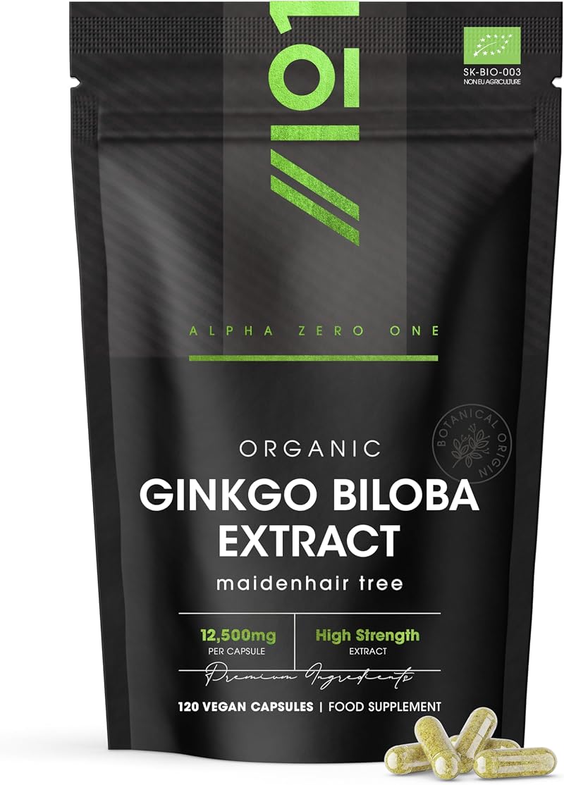 Alpha01 Organic Ginkgo Biloba Extract 12,500mg – 120 Vegan Capsules