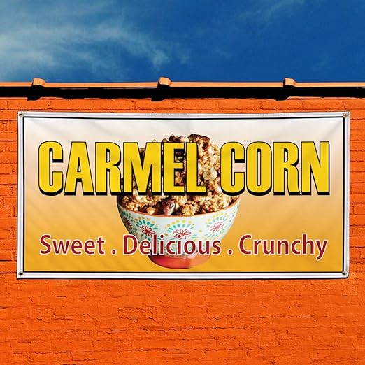 Amazon Com Vinyl Banner Sign Caramel Corn Restaurant Cafe Bar