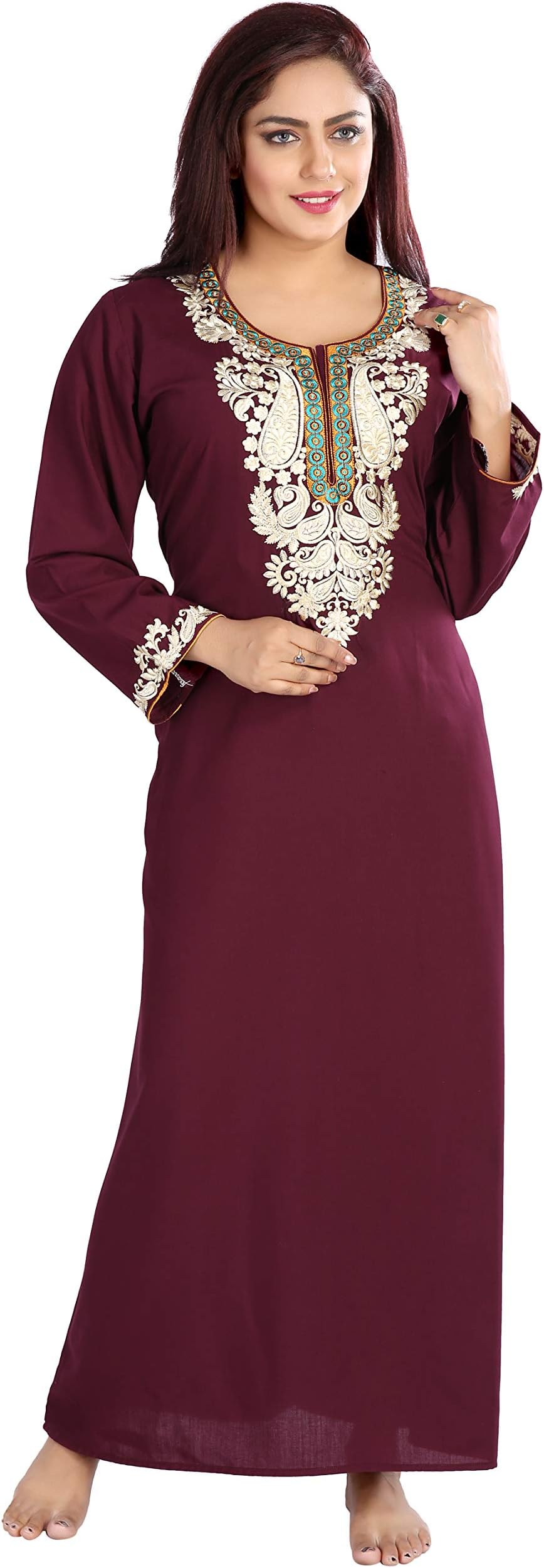 KuuKee Women's Full Length Super Quality Cotton Embroidery with Full Sleeves Style no.6230