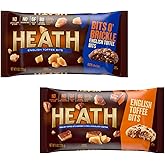 Heath English Toffee Bits Baking Chips and Bit O Brickle - Pack of 2 - Smiling Sweets - One Bag of Each - Delicious Additions
