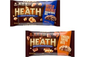 Heath English Toffee Bits Baking Chips and Bit O Brickle - Pack of 2 - Smiling Sweets - One Bag of Each - Delicious Additions to Any Treat - Share with Friends and Family
