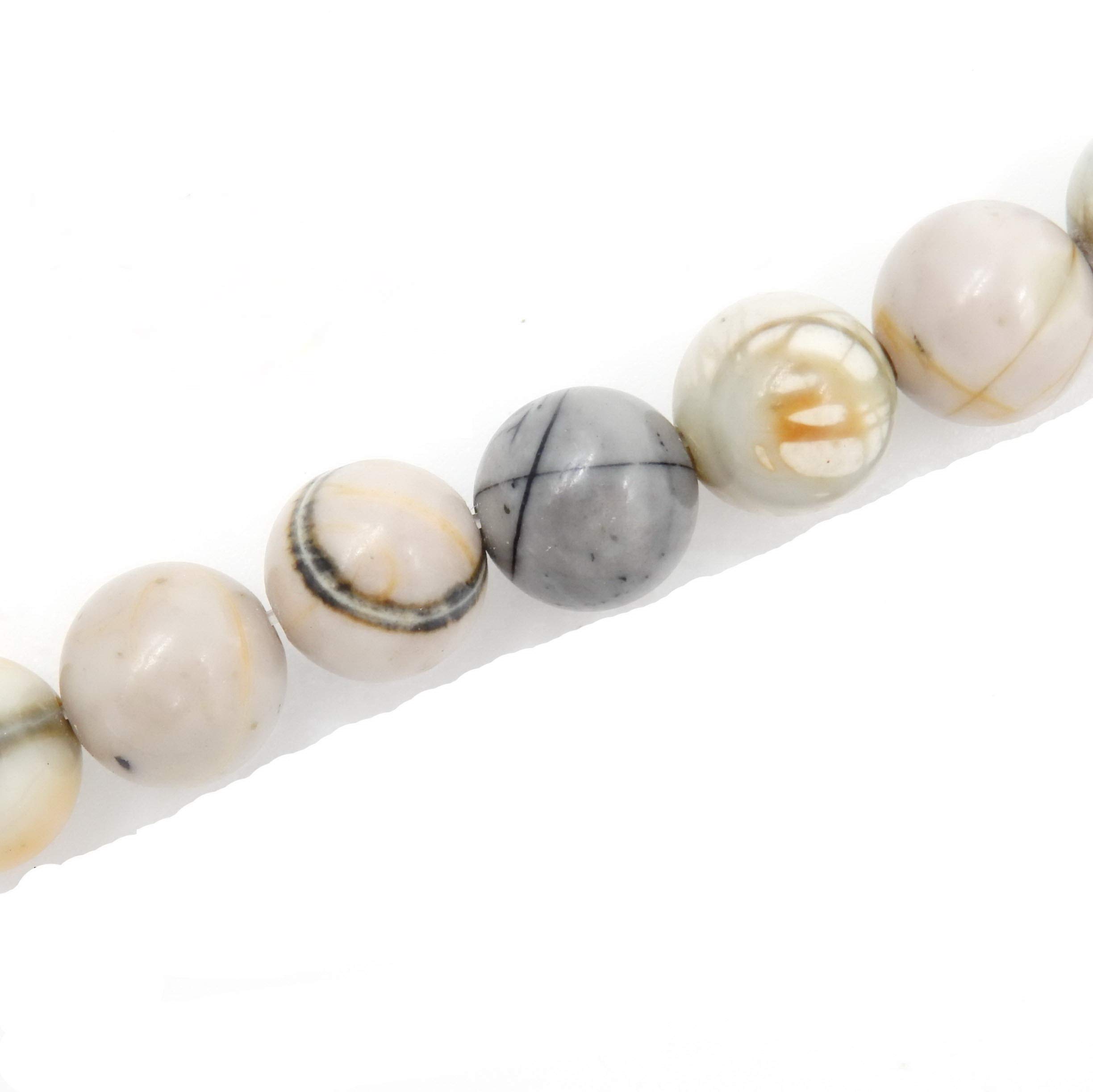 Fukugems Gemstone Beads for Jewelry Making, Sold per Bag 5 Strands Inside (Grey Picasso Jasper, 10mm)