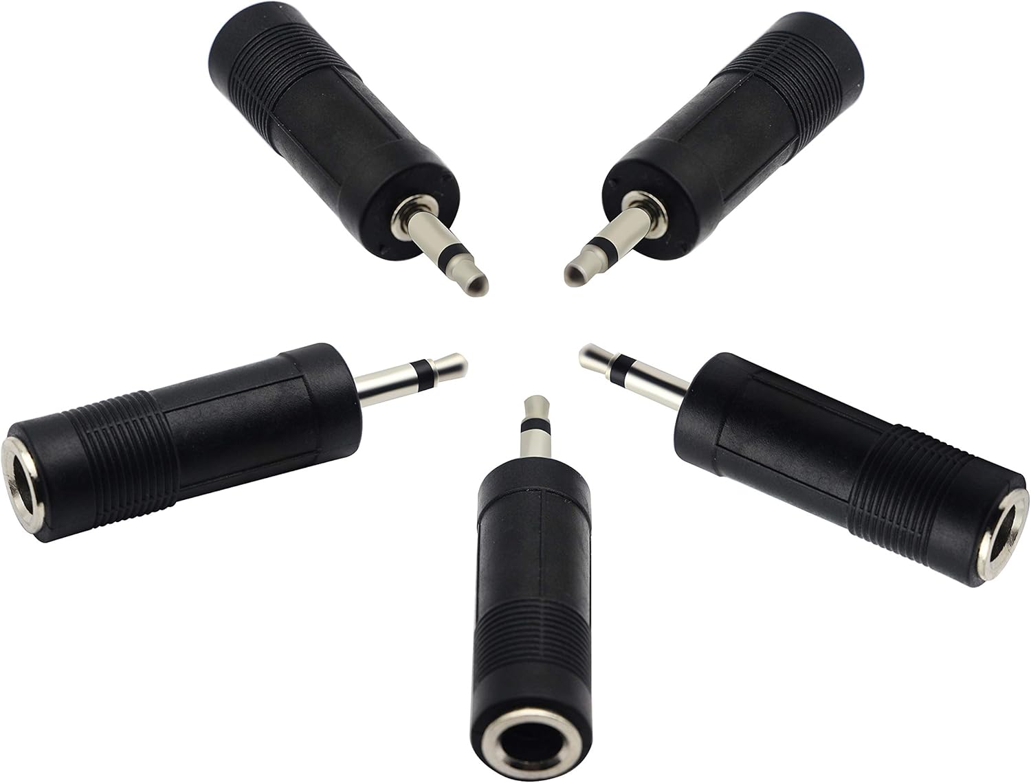 zdyCGTime 3.5mm to 6.35mm Adapter,3.5mm Mono 1/8 inch Audio Male to 6.35mm 1/4 inch Female Mic Plug Adapter Jack Converter.(5 Packs)