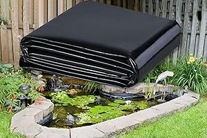 KLEWEE 10 x 13ft Pond Liner, 20 Mil LDPE Heavy Duty Pond Liners, Black Fish Safe Pond Liner for Koi Ponds, Waterfall, Stream, Fountains and Water Gardens