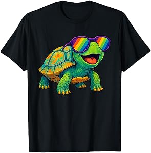 Colorful Turtle Sunglasses Funny Tortoise Wild Animal Jungle T-Shirt