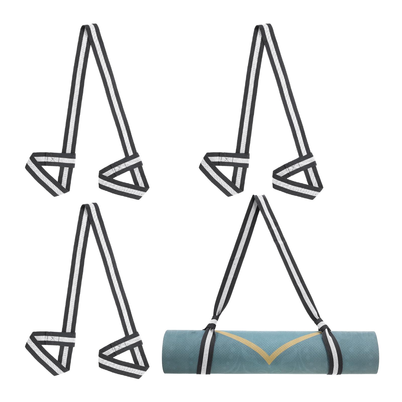 PATIKIL Yoga Mat Strap, 4 Pack Adjustable Yoga Mat Carrier Straps Sling Cotton Anti Slip Mat Holder Stretching Band for Exercise, Grey White