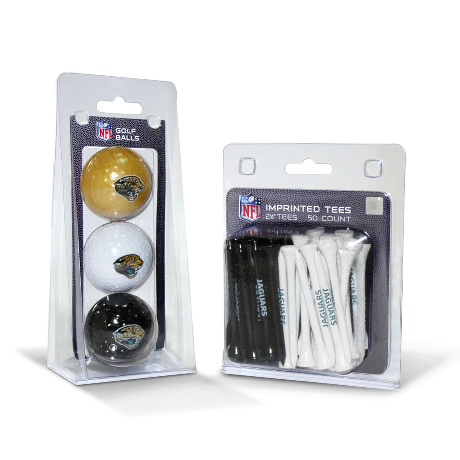 Team Golf NFL Jacksonville Jaguars 3 Golf Balls And 50 Golf Tees Logo Imprinted Golf Balls (3 Count) & 2-3/4" Regulation Golf Tees (50 Count), Multi Colored โ image 1