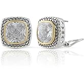 JanKuo Jewelry Two Tone Vintage Style Cubic Zirconia French Clip Earrings