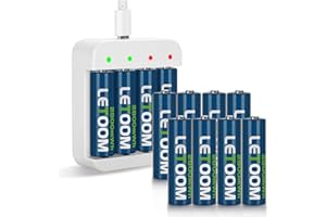 Rechargeable Lithium AA Batteries 2800 mWh 1.5V with Charger (8 Pack)
