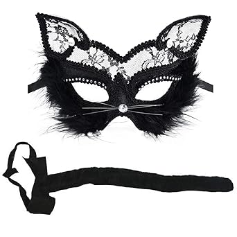 Kapmore Katzenmaske, Venetian Maskerade Maske Valentinstag Party Katzenmaske Cat Spitze Maske (cat)