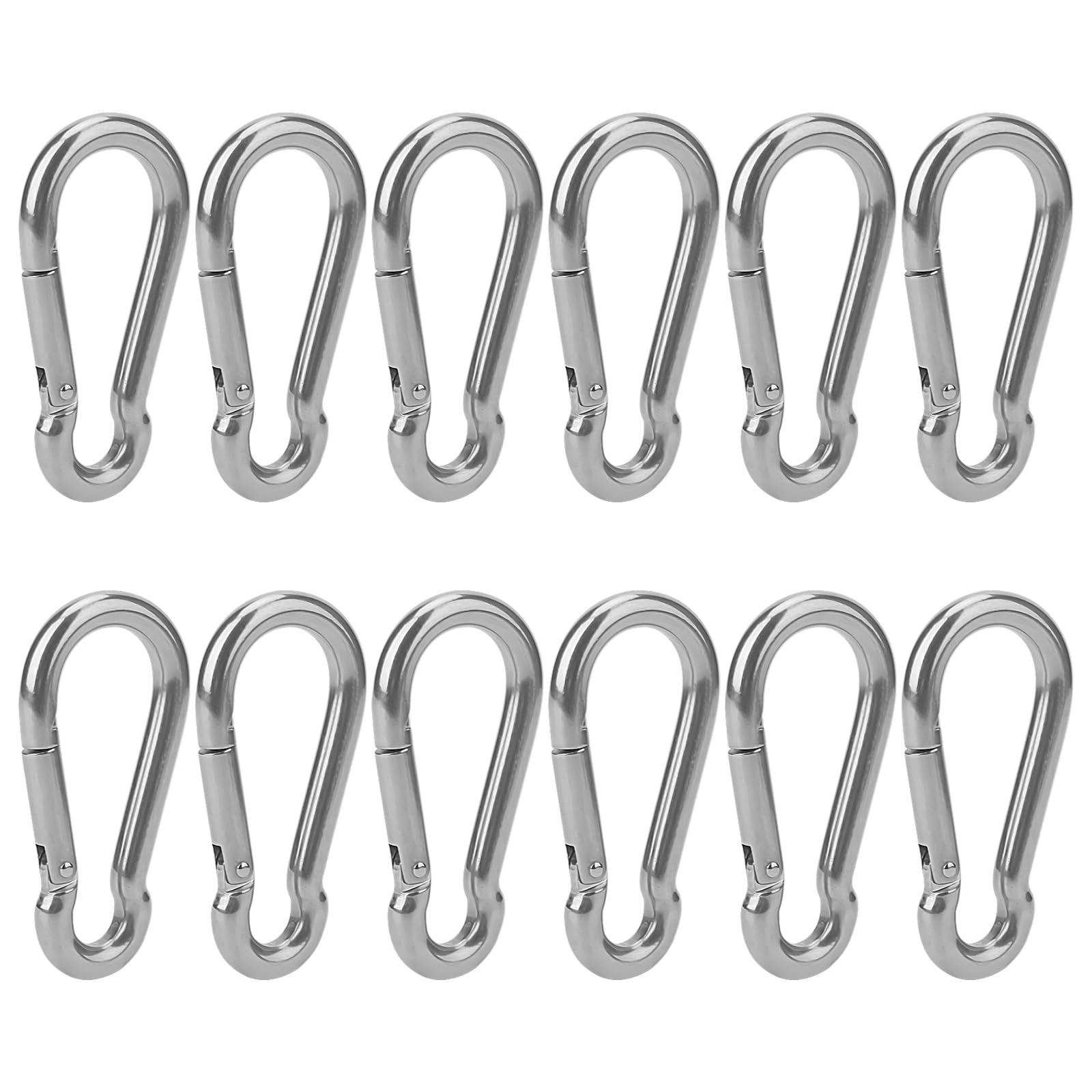 ZEONHAK 12 PCS M8 Stainless Steel Snap Hook, 80 x 40mm 304 Stainless Steel Spring Clip for Outdoor Camping, Fishing