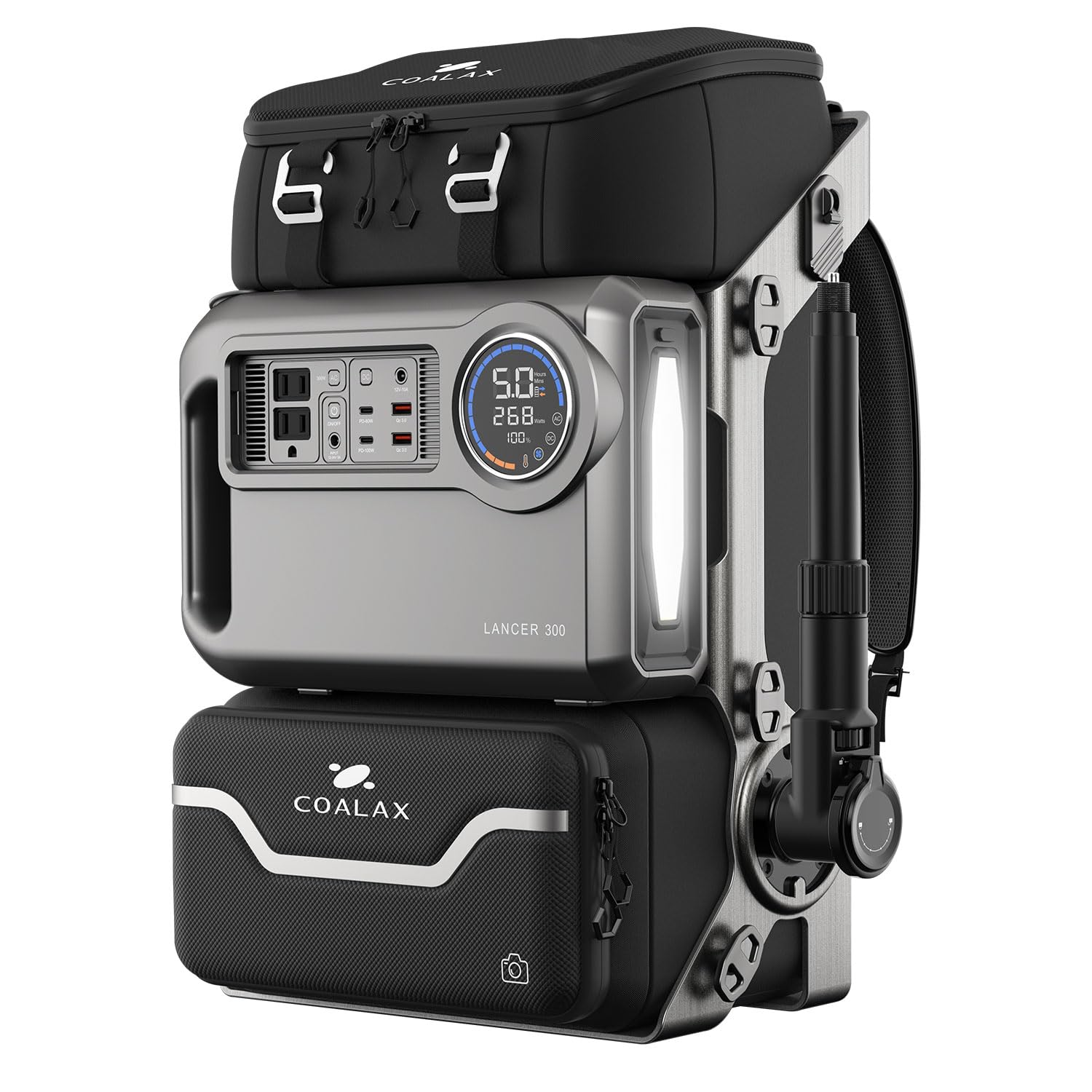 Photo 1 of **SEE NOTES** COALAX Lancer 300 Modular Waterproof Outdoor Camera Backpack with Portable 300Wh Power, Exoskeleton Design, Magic Arm for Lighting & Recording, Professional DSLR/SLR Camera Bag for Photography, Black