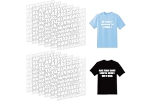 HUIMDERY 12 Sheets Iron On Letters 1200Pcs Vinyl Iron On Letters for Clothing 0.75 Inch Heat Transfer Letters with A-Z Heat Press Alphabet Stickers for Fabric T-Shirt Jerseys Hats Printing DIY Crafts (White)