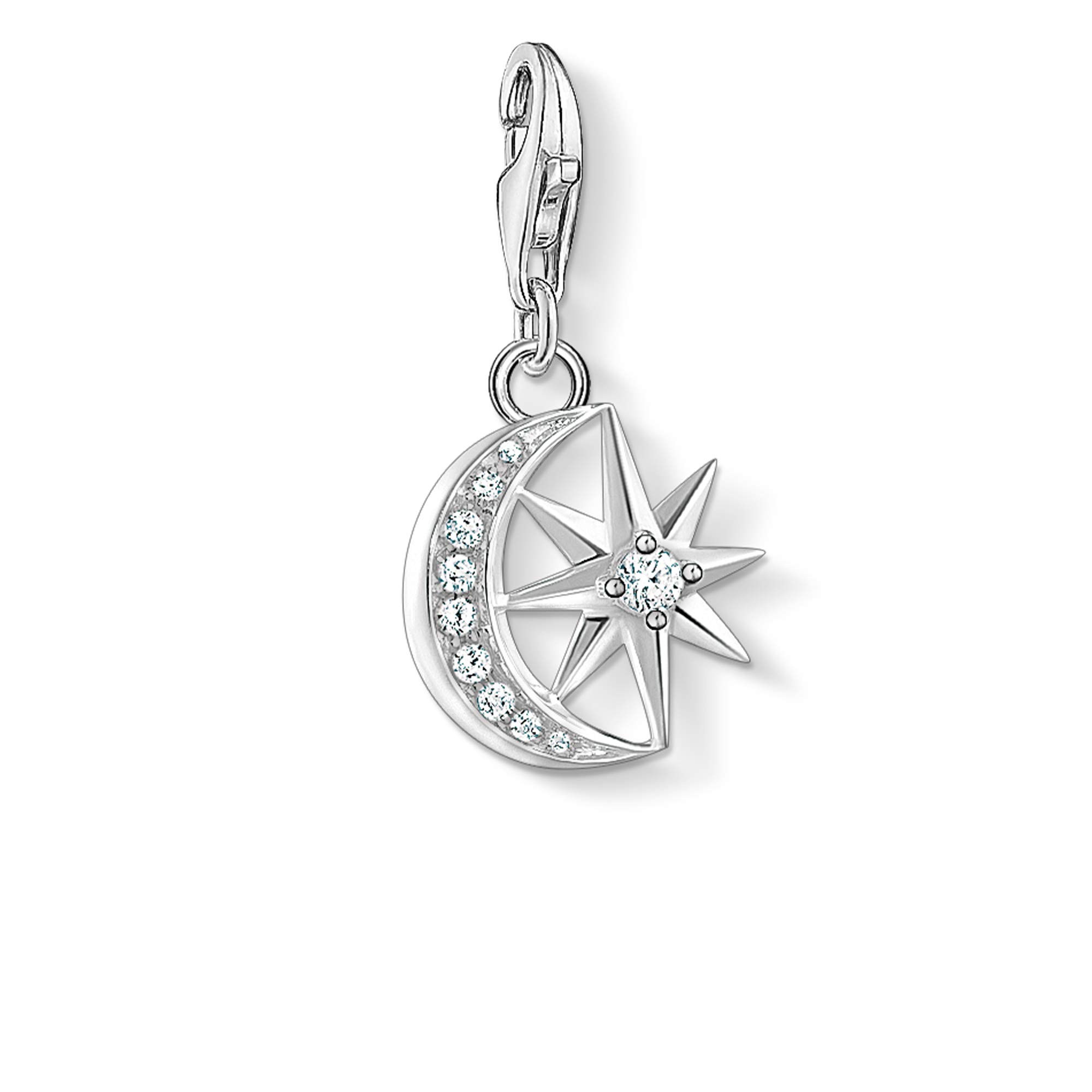 Thomas Sabo Women Charm Pendant Star & Moon Charm Club 925 Sterling Silver 1794-051-14