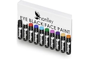 Honlley 10pcs Multicolor Eye Black Stick Bulk, Grease Face Body Paint Makeup for Halloween, Waterproof Anti-Glare for Sports Baseball Football Softball Gear Game Accessories Eyeblack Painting Kit