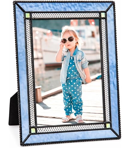 Amazon.com - J Devlin 5x7 Stained Glass Picture Frame, Pale Blue