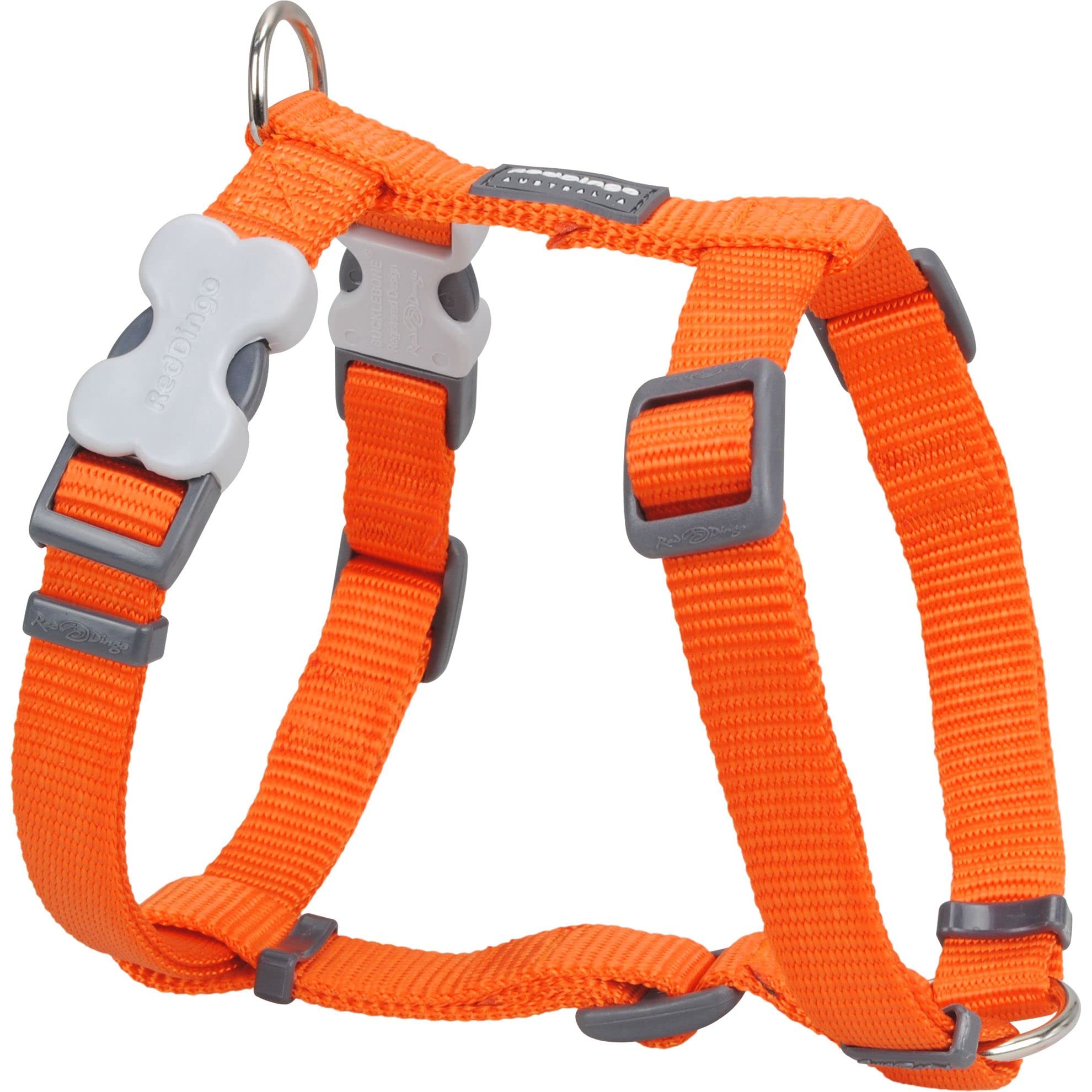 Red Dingo Classic Dog Harness Plain, Orange, Medium 20mm