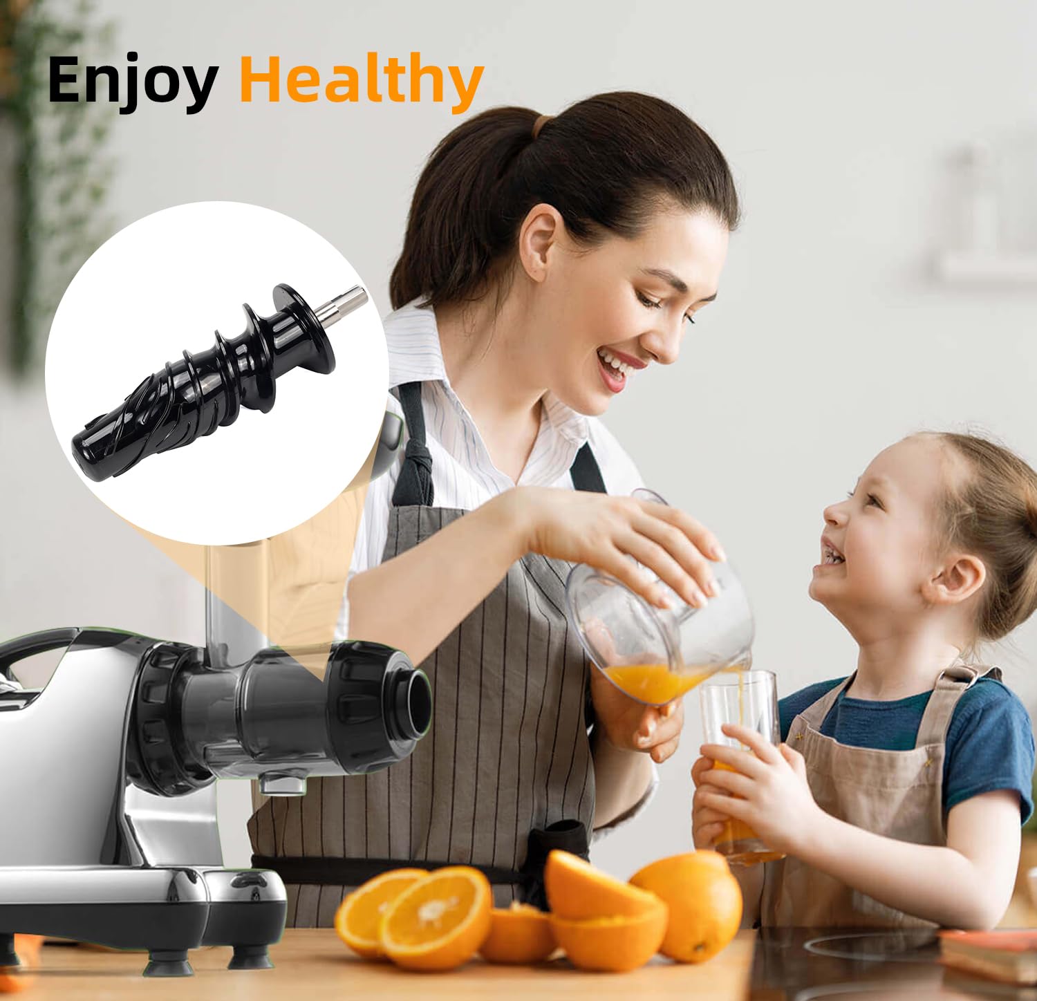 Juicer Replacement Part Black Auger for Omega Masticating Single Ultem Gear, PSCREW846 Compatible with omega NC800 NC900 8004 8006 Juicers