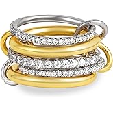 Decholly Gold Stackable Rings for Women, 18K Gold Plated Cubic Zirconia Rings Spinelli Silver Gold Multi Ring Mixed Metals Stackable Ring Set for Women Non Tarnish