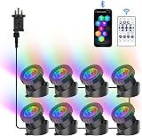 NATPOW RGB Underwater Pond Lights 8 in 1 IP68 Bluetooth App Control