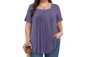 MUSE SHOW Womens Plus Size Tops Tunic Summer Short Sleeve Loose Shirts Clothes 1x-5x