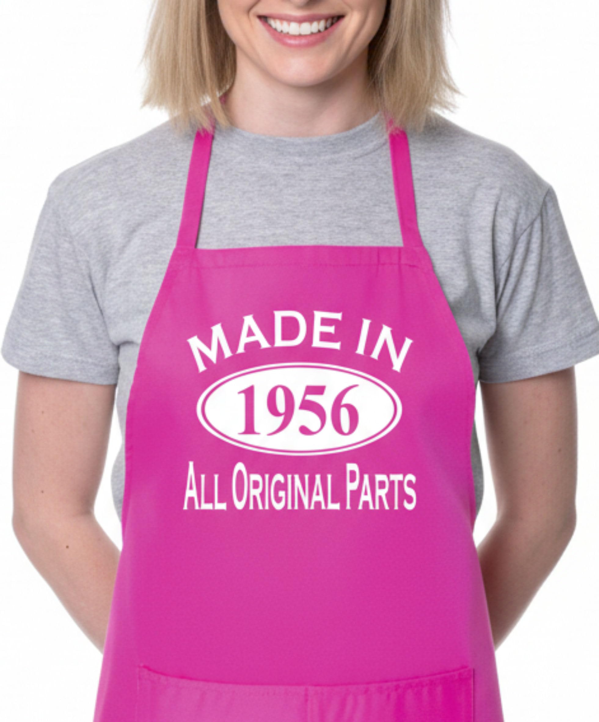 Print4U Made In 1956 70th Birthday BBQ Cooking Funny Novelty Apron Pink