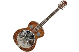 NOYEEOENY 40-Inch Resonator Guitar with Spruce Top & Sapele Body - Tiger Flame Finish, Okoume Neck, Rosewood Fingerboard | Bronze Strings | Beginner guitar