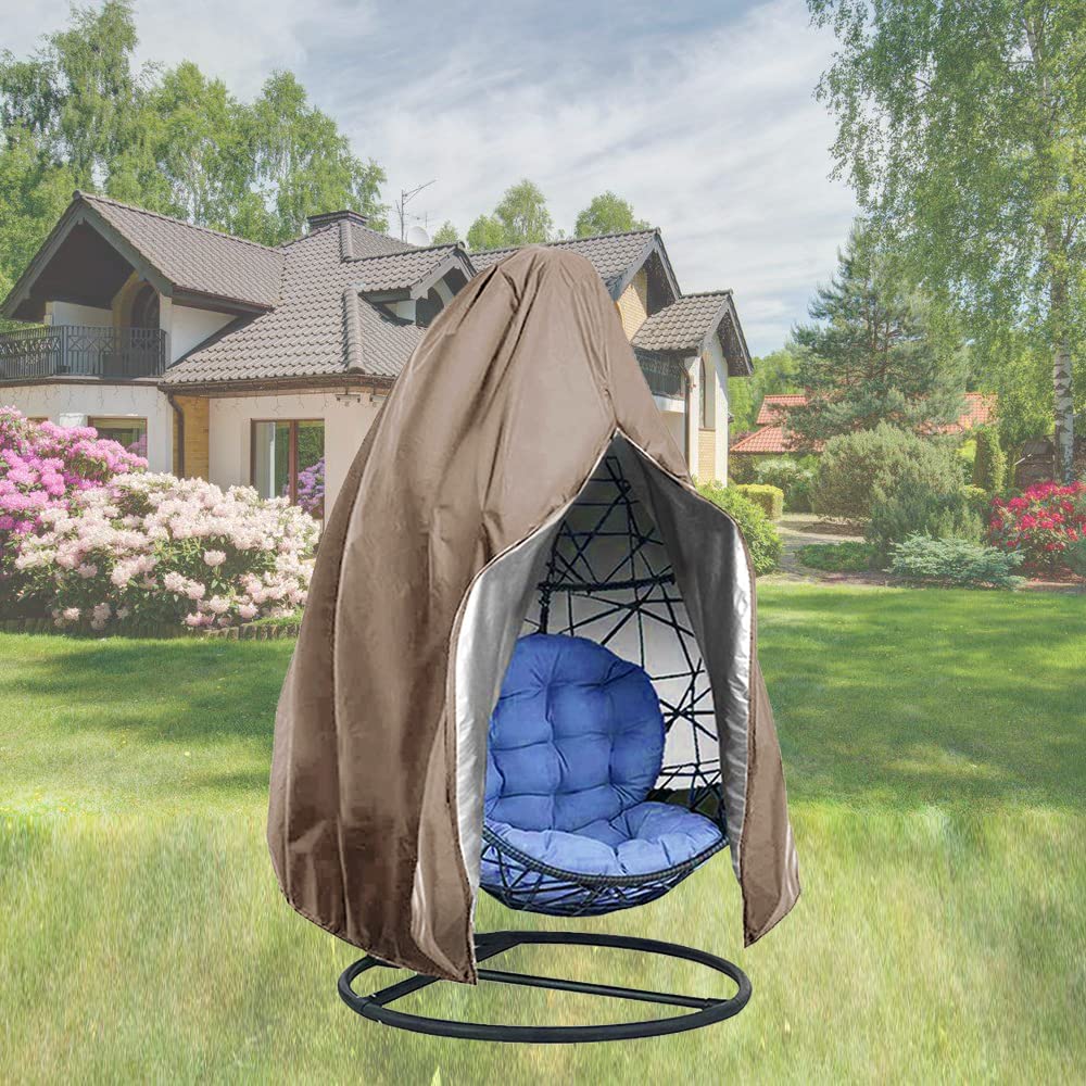Photo 1 of ?Upgraded?Patio Egg Chair Covers with Zipper, Wicker Egg Swing Chair Covers, Waterproof Heavy Duty Weather Resisatnt Outdoor Chair Cover, Windproof Hanging Chair Cover, 75" x 45", Khaki, 1 Pack