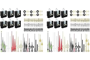 Cjuahsvior 12Pcs 16mm Quartz DIY Wall Clock Movement Mechanism Kit with 16 Different Pairs Hand DIY 12 Clock Numerals Movemen