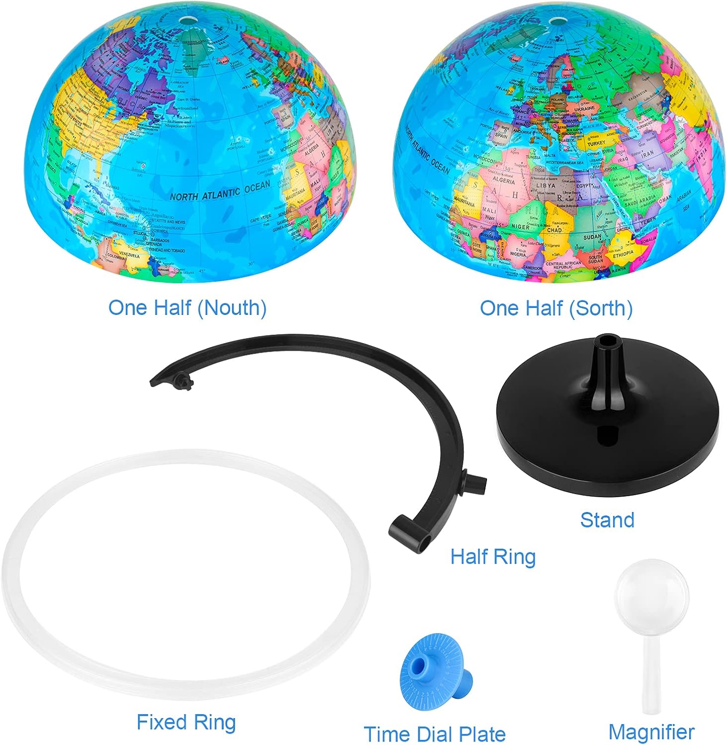 Fun Lites 25CM World Globe for Kids Learning DIY Assemble Educational Rotating World Map Globes Large Size Decorative Earth Children Globe for Classroom Geography Teaching Desk and Office Decoration - Image 4