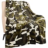 HommomH Camo Blanket Hunting Army Throw Blanket Veteran Gifts for Man Boy(Green Camo, 60" x 80")