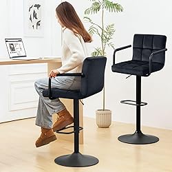 Furniliving Adjustable Barstools with Back, Black