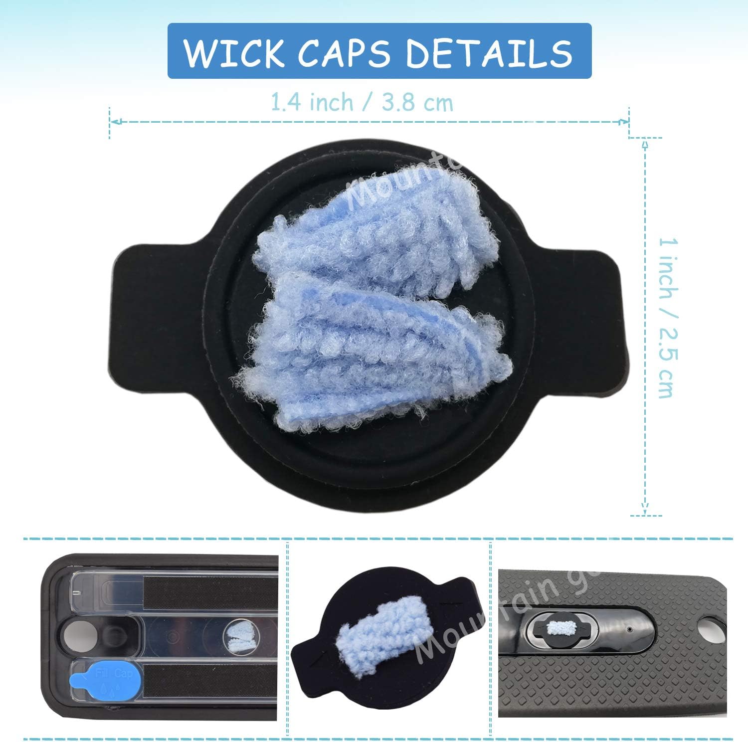 Replacement Parts Kit - Reservoir Pad 5 PCS Washable Mops 5 PCS Wick Caps for iRobot Braava 320 380 Mint 4200 5200 Mopping Robot - Vacuum Cleaner Replenishment Reservior Mop Wick Accessories -