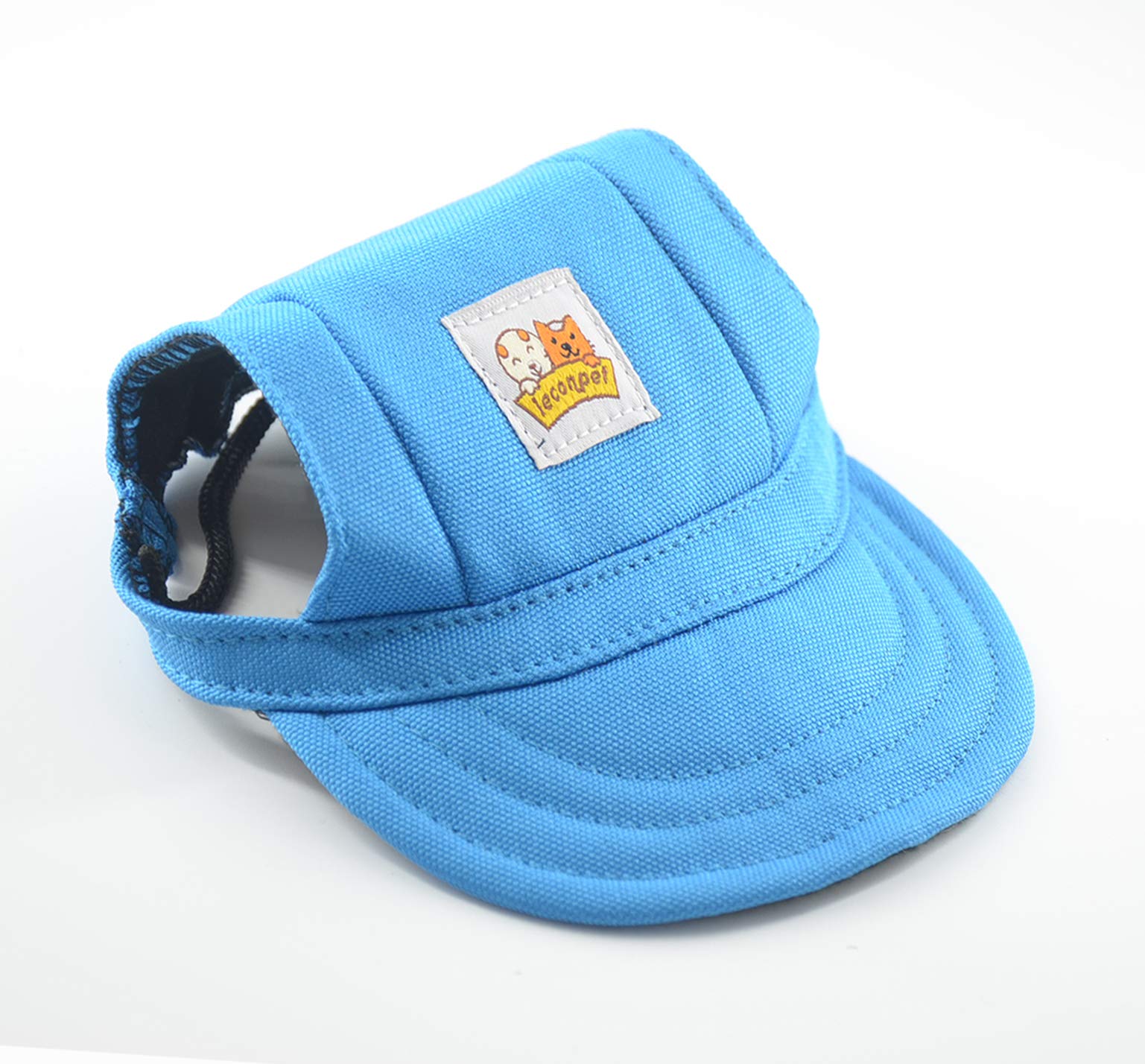 leconpet Baseball Caps hats with Neck Strap Adjustable comfortable Ear Holes for small Medium and Large Dogs in Outdoor Sun Protection (M, Blue)