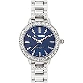 Miykon Silver and Gold Watches for Women | Small Dainty Womens Watch with Genuine Crystals | Ion Polished Women's Jewelry Bracelet, Scratch Resistant Glass, Japanese Quartz, 100ft Water Resistant