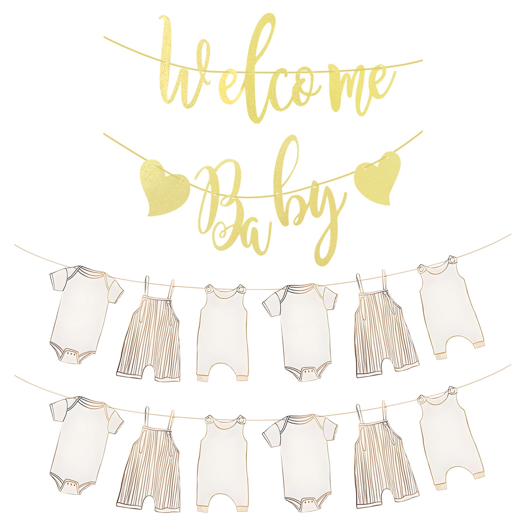 Photo 1 of 14 PCS New Baby Party Banner Decor Welcome Baby Sign Neutral Baby Shower Decorations