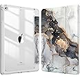 Fintie Hybrid Slim Case for iPad 6th / 5th Generation (2018/2017), iPad Air 2 / Air 1 (9.7 Inch) - [Built-in Pencil Holder] Shockproof Cover with Clear Transparent Back Shell, Cloudy Marble