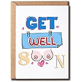 APVGifts Get Well Soon Card - New Boobs Card - Naughty - Rude - Boob Job - Congratulations - Gift For Her - Funny - Breast Surgery - New Breast