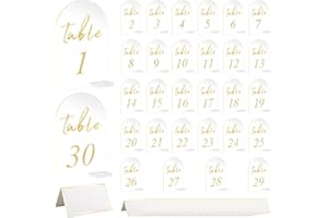 30 Sets Acrylic Table Numbers 1-30 with Stand - 4x6 Inch Gold Table Signs for Wedding Reception, Party Centerpieces Decor - C
