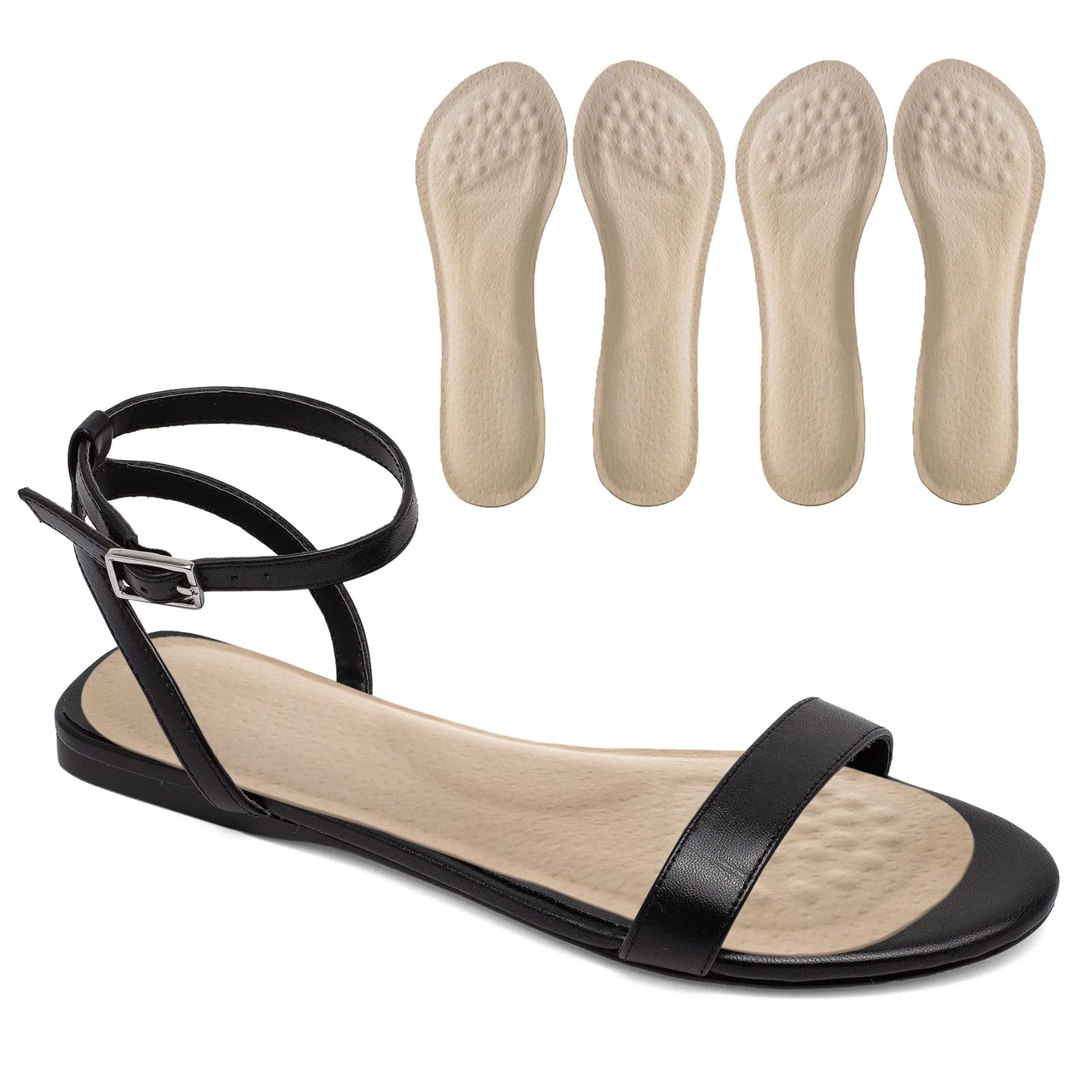 Photo 1 of 2 Pairs Pigskin High Heel Cushion Inserts for Women, Self Adhesive Arch Support Insoles for Flat Feet, Plantar Fasciitis and Pain Relief, No Slip Shoe Pads for Heels Sandals Flats Small 5-8 Size