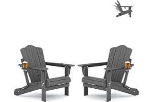 KINGYES Folding Adjustable Backrest Adirondack Chair Set of 2, Grey