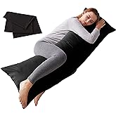 ELNIDO QUEEN Body Pillow with Pillowcase - Soft Long Bed Pillow for Adults - Breathable Full Body Pillow Insert for Sleeping, 20x54inches, Black