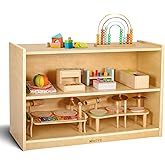 wingyz Wooden Storage Cabinet, 2-Tier Kids Toy Storage Organizer, Spacious Montessori Kids Bookshelf, Toy Shelf Storage Organizer for Playroom Classroom Nursery Study Room Living Room