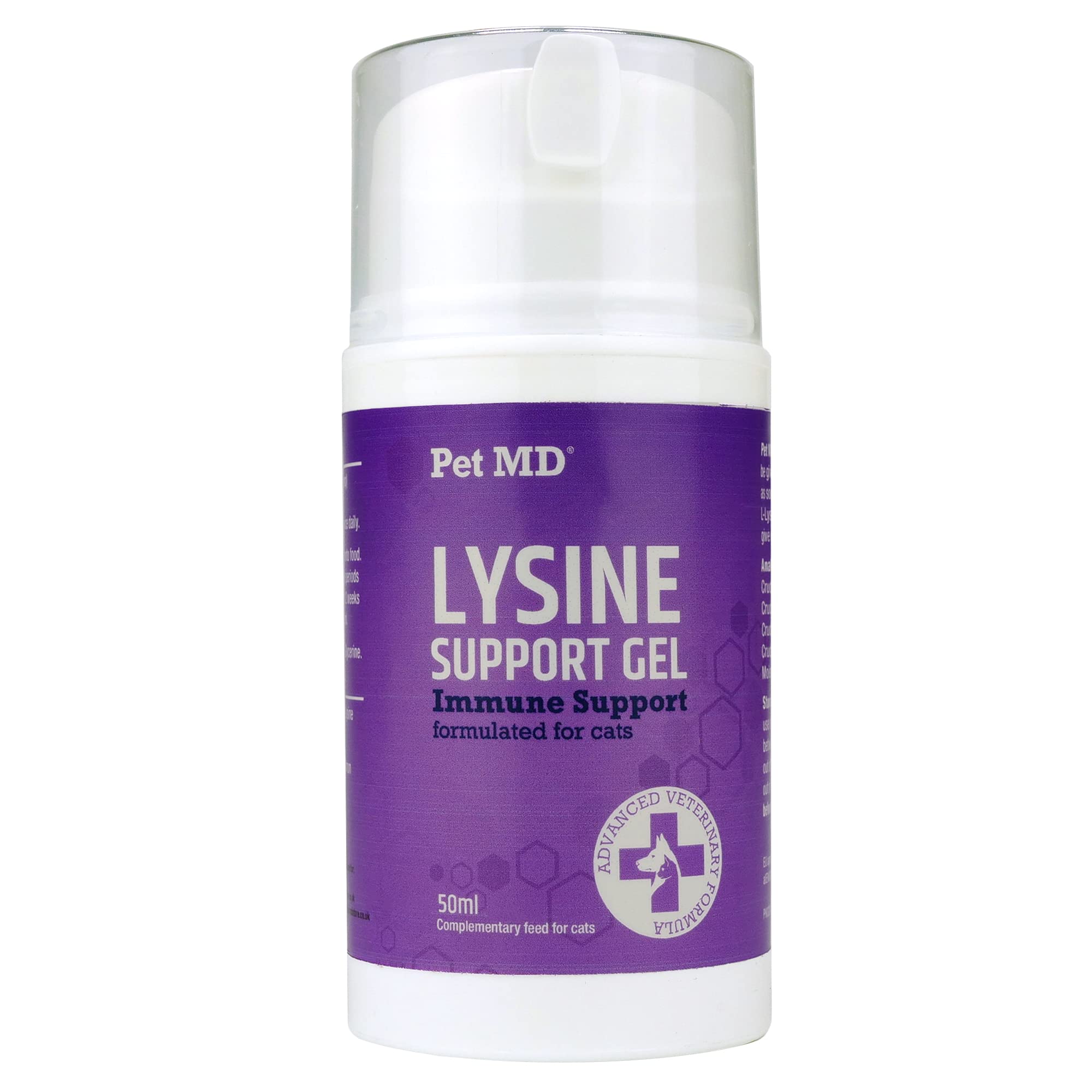 Pet MD Lysine Support Gel for Cats - L Lysine for Cats - Allergy & Immune Support for Cats - Cat Essentials - Pet Supplies Cat Supplement - Salmon Flavour - 50 mL